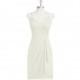 Frost Azazie Fawne - V Neck Chiffon And Lace Knee Length Illusion Dress - The Various Bridesmaids Store