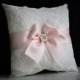 Blush Pink Bearer Pillows   Flower Girl Basket  Blush Pink Wedding Pillow Basket set  Lace wedding basket  Pink Lace Bearer pillow