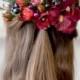 Burgundy floral bridal comb Boho hair comb Silk flower back hair piece Wedding flower comb red hair dress Orchid comb Burgundy