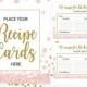 Pink and Gold Bridal Shower Recipe Cards and Sign-Printable Golden Glitter Floral Bridal Shower Recipe Card-DIY Bridal Shower Activity Game