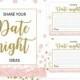 Pink and Gold Date Night Ideas Cards And Sign-Printable Golden Glitter Floral Bridal Party Game-DIY Bridal Shower Date Jar Game Activity