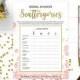 Gold and Pink Bridal Shower Scattergories-Golden Glitter Printable Bridal Scattergories-DIY Floral Bridal Shower Games-Bridal Shower Game