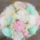 Bridal Bouquet,Romantic Bridal Bouquet,Mint,Pink,Ivory Sola Flower Bouquet, Keepsake Bouquet, Rustic Bouquet,Alternative Bridal Bouquet