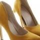 Back Heel Tassel Pointed Thin High Heel Low-cut Wedding Shoes Yellow 35