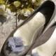 Silver Gray Flower Shoe Clips