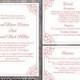 DIY Wedding Invitation Template Set Editable Word File Instant Download Printable Invitation Wine Red Wedding Invitation Elegant Invitation