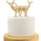 Gold Deer Cake Topper, Woodland Wedding Cake, Doe and Buck set
