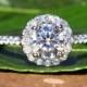 14k White gold - Diamond Engagement Ring - Halo - 3/4 carat center - Pave - Weddings- Luxury- Brides - Bp005