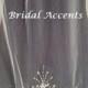 1T Single Layer Fingertip Crystal Beaded Scalloped Edge Wedding Bridal Veil in White, Diamond White or Ivory
