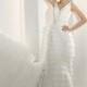 Noble Sheath-Column V-Neck Chapel Train Organza Wedding Dress CWZT1301A - Top Designer Wedding Online-Shop