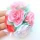 Clip for hair , Pink coral white flowers, Pink Wedding, Spring, Pink roses , Wedding, Accessories hair,Summer Wedding, Pink and mint