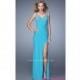 LF-21013 - Floor Length Sleeveless V-Neck La Femme Dress - Bonny Evening Dresses Online 