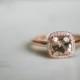 Diamond Halo Rose Gold Morganite Engagement Ring, Rose Gold Morganite Ring, Diamond Halo around Morganite, Halo Engagement Ring