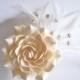 Champagne Bridal Hair Flower Gardenia Clip Wedding Hair Accessories Rhinestones Feather