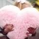 Fluffy Pink Heart Shaped Decorative Pillow Valentines Day Decor - Small Size