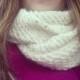 Cream scarf, soft fall, winter neckwarmer, winter trendy cowl, crochet infinity scarf