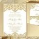 Pocket Fold Wedding Invitations "Vintage Lace" Gold DIY Printable Templates Make Your Own Wedding Invitations Order Any Color U Print