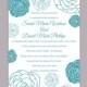 DIY Wedding Invitation Template Editable Word File Instant Download Printable Floral Invitation Rose Wedding Invitation Blue Invitations