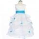Turquoise Flower Girl Dress - Matte Satin Bodice Gathered Organza Style: D2130 - Charming Wedding Party Dresses