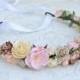 Flower crown- brown and pink, floral crown, wedding flower crown, Bridal crown, Bridal flower crown, bridal headband, boho crown.