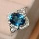 London blue topaz ring, oval cut, blue gemstone, wedding ring, sterling silver