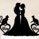 Lesbian cake topper with cat,Lesbian with cats,Lesbian wedding cake topper,mrs and mrs cake topper,lesbian silhouette,cat cake topper (1023)