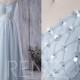 2016 Baby Blue Bridesmaid Dress, Backless Long Chiffon Wedding Dress with Sequin Beading, Spaghetti Straps Prom Dress Floor Length (L046)