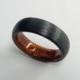 Wood Wedding Ring in Domed Black Carbon Fiber and Bent Rosewood