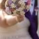 Large pink purple pale lavender cream brown rustic wedding BOUQUET Ivory Flowers, sola roses, Burlap Handle, sorghum, custom