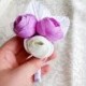 Violet lilac purple off white peonies flower wedding BOUTONNIERE custom corsage satin ribbon peony