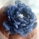 Headband Navy blue chiffon flower, bridesmaid Corsage hand made silk flower vintage brooch