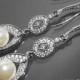 Bridal Pearl CZ Chandelier Earrings Swarovski Ivory Pearl Wedding Earrings Bridal Pearl Jewelry Wedding Pearl Earrings Pearl Dangle Earrings