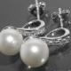 White Pearl Bridal Earrings Small Pearl CZ Earring Studs Swarovski 8mm Pearl Sterling Silver Posts Earrings Wedding Jewelry Bridal Jewelry
