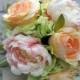 Wedding bouquet, Peach and pink peony bouquet - Silk bridal bouquet