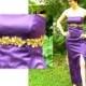 Purple Prom Party Dress, Strapless Formal Dress, Modern Size 6 Small