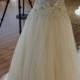 Beaded lace tulle flowy wedding dress with bling