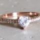 Rose Gold Heart Ring- Promise Ring for Her- Engagement Ring- Gemstone Ring- Bridal Wedding Ring- Gift for Her