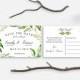 Save the date postcard printable,  Save the date Leaves green wreath watercolor, Green leaves nature save the date, The Amy collection