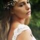 Bridal hair vine, pearl and Swarovski crystal floral boho halo, boho flower crown, rose gold bride headdress, blush peach pink pearl vine