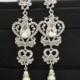 Bridal Earrings Vintage, Chandelier Wedding Earrings, Bridal Crystal Earrings Art Deco Bridal Statement Earrings Wedding Jewelry Long Dangle