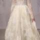 Women's Monique Lhuillier 'Winslet' Plunging V-Neck Organza & Lace Ballgown Dress