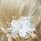 Bridal Hair Comb, Wedding Comb, Ivory Comb, Floral Wedding Comb, ivory Bridal Comb, Silver Wired, Ivory, Freshwater Pearls, KathyJohnson3