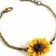 Yellow Sunflower Bracelet, Sterling Silver, Sunflower Bracelet, Yellow Bridesmaid Jewelry, Sunflower Jewelry, Summer Jewelry