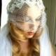 Venise Lace birdcage Juliet Cap Veil -- Vintage Inspired 1 Tier 1t veil wedding Bridal length veil 1930's 1920's gatsby wedding