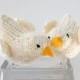 White Love Birds Cake Topper, Love Birds,  Wedding Dove Decor, Hand Knit Bird Toy, Bridal Shower,