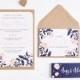 Blush and Navy Floral Wedding Invitation Bundle