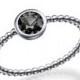 Black Diamond Ring, 14K White Gold Ring, 0.40 CT Black Diamond Engagement Ring, Bezel Ring, Diamond Ring, Bead Shank Ring