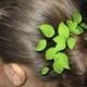 Green leaves hair comb. Clay hair pin set. Polymer clay Hair Accessory. Woodland Elf Hair pin. Leaves for hair. Head piece. Prom hair comb