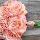 Wedding Flowers, Wedding Bouquet, Keepsake Bouquet, Bridal Bouquet Coral, salmon rose wedding bouquet made of silk roses.