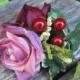 Burgundy and dusty pink  Roses Hair Flower cluster -  Hair clip -WEDDINGS-